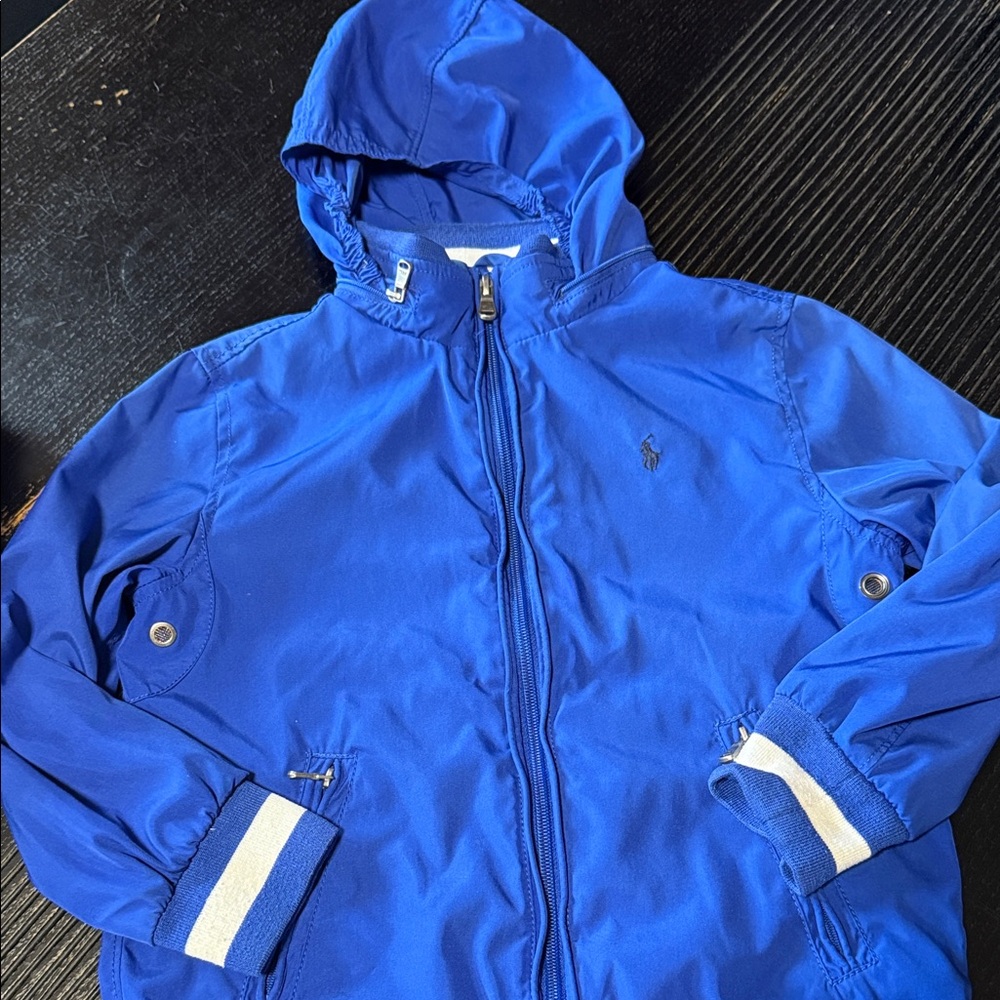 Polo Ralph Lauren Kids Blue Hooded Rain Jacket with Logo